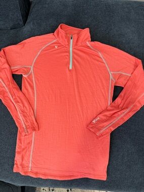 Stoic 100% Merino Wool 1/4 Zip Long Sleeve Base Layer Women’s Small Orange